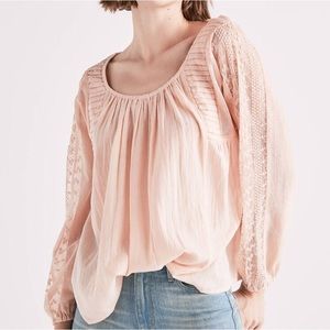 Lucky Brand Criss Cross Peasant Top